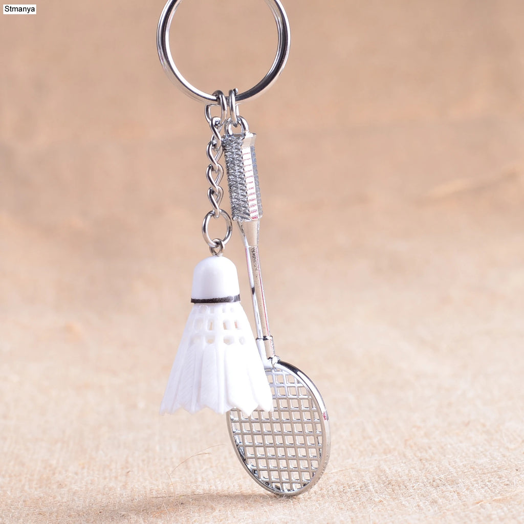 Badminton Keychain with Gold-Tone Clasp
