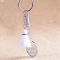 Badminton Keychain with Gold-Tone Clasp