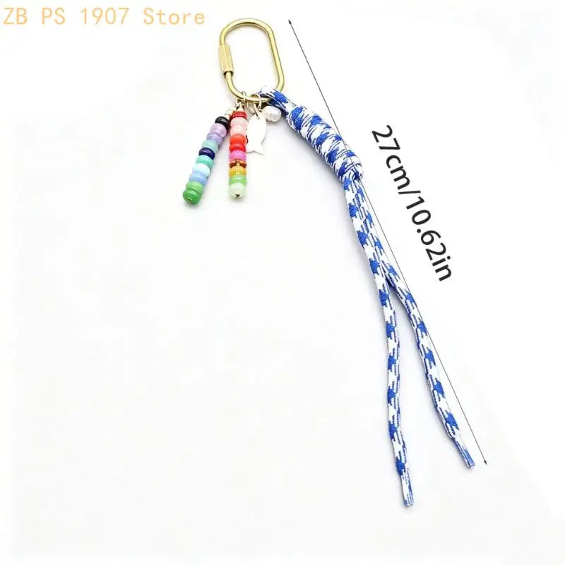 Handwoven Bag Charm Keychain with Fish Accent