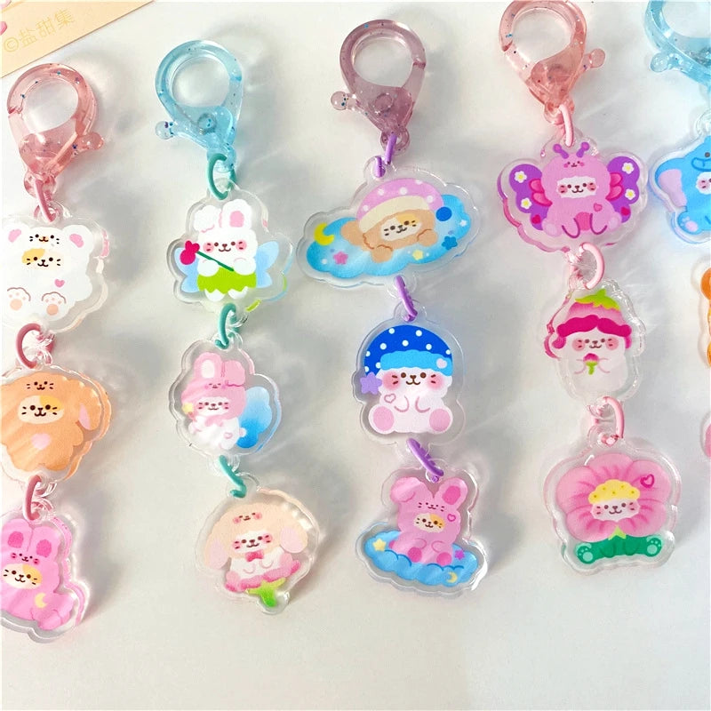 Three-Tier Acrylic Animal Charm Keychain