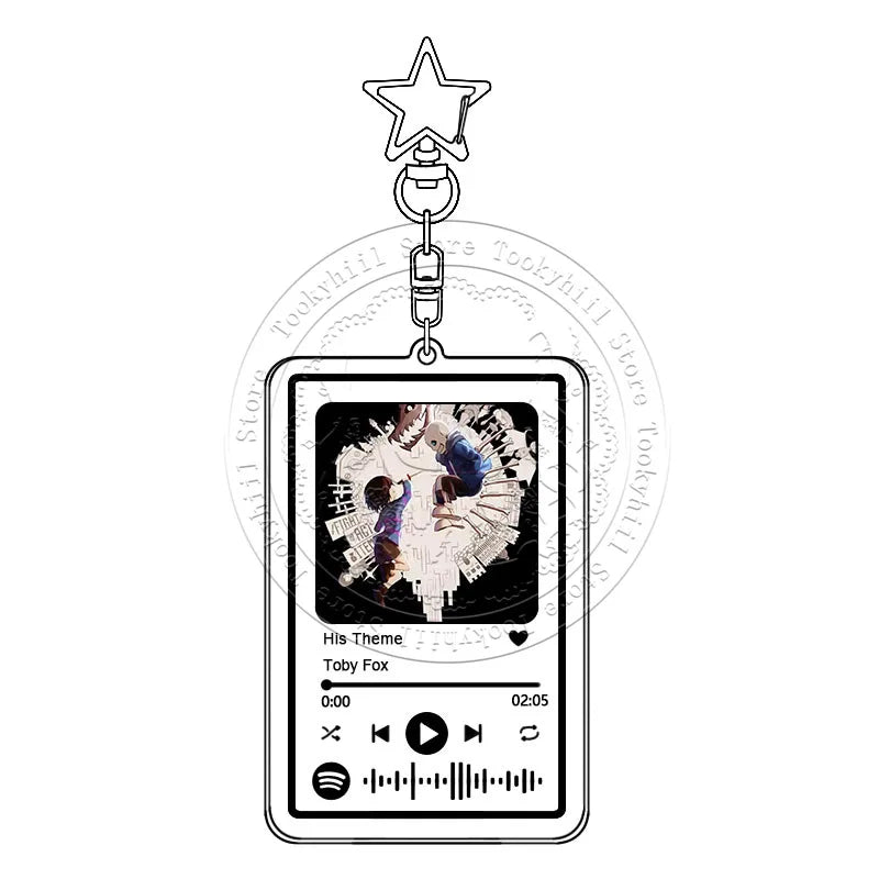 Game-Themed Music-Player Keychain with Star Charm