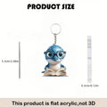 Flat Acrylic Cartoon Shark Keychain