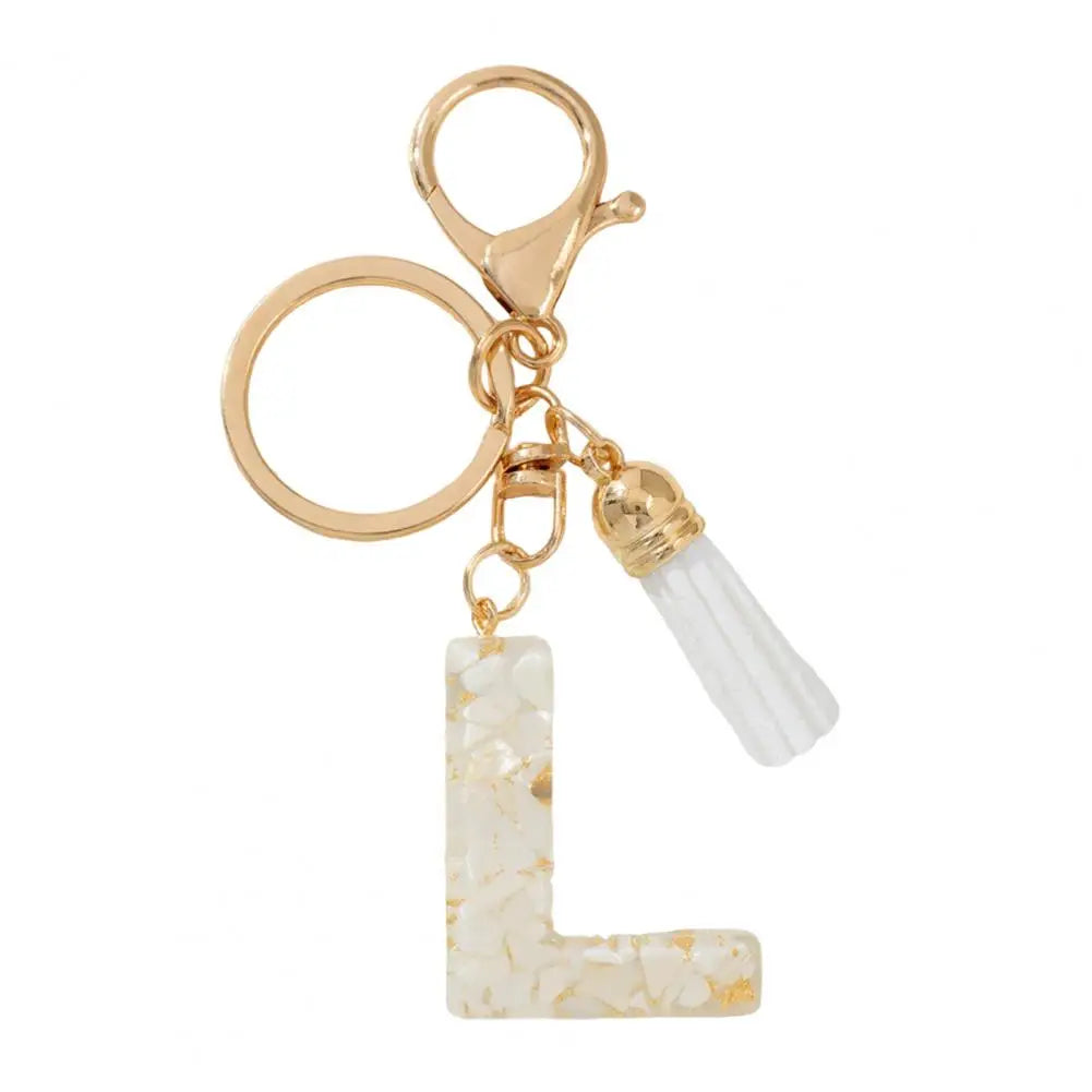 Resin Alphabet Letter Keychain with Tassel