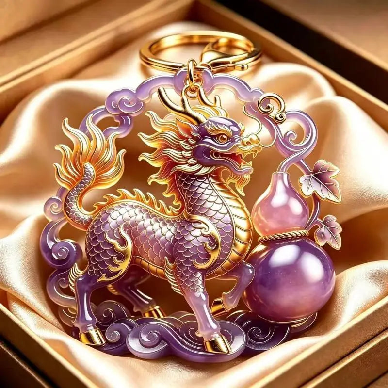 Enamel Blessing Keychain Luxury High End Metal Pendant Premium Bag Charm for Office Lady Bag Decoration