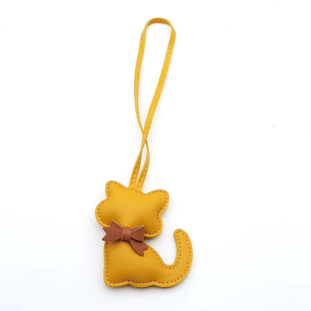 Cat-Shaped PU Leather Keychain