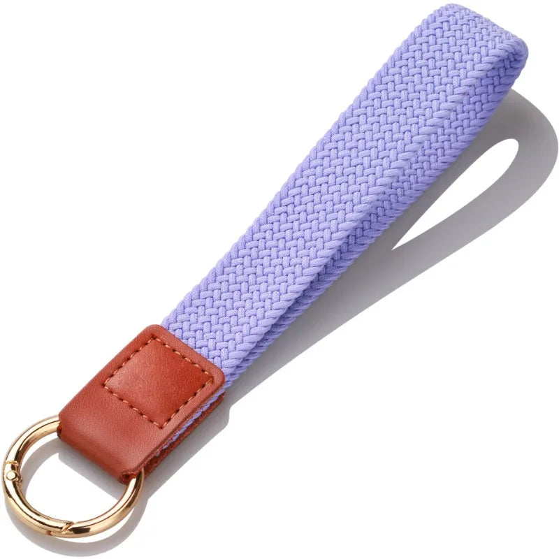 Braided Elastic Wristlet Keychain with Split Ring