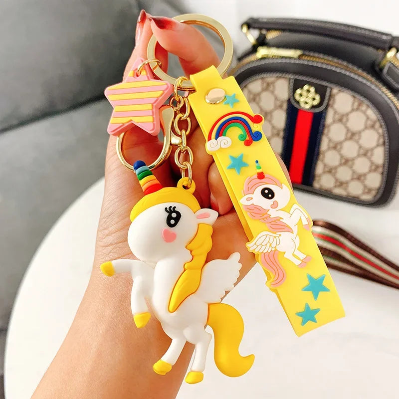 Unicorn Charm Keychain with Wristlet Strap