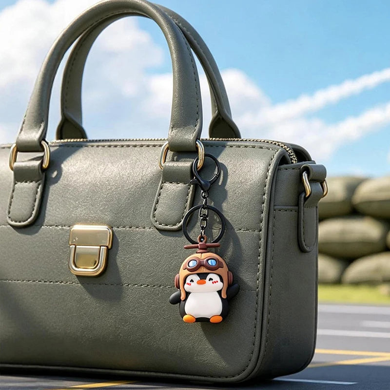 Pilot Penguin Keychain with Lobster Clasp