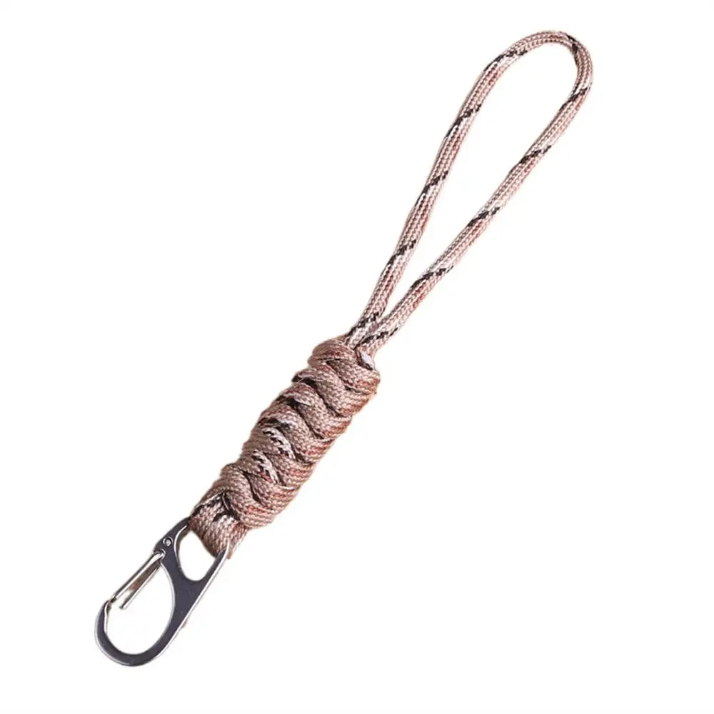 Snake Knot Paracord Keychain Outdoor Rope Handmade Braided Woven Keychain Metal Backpack Buckle Umbrella Rope Keyring