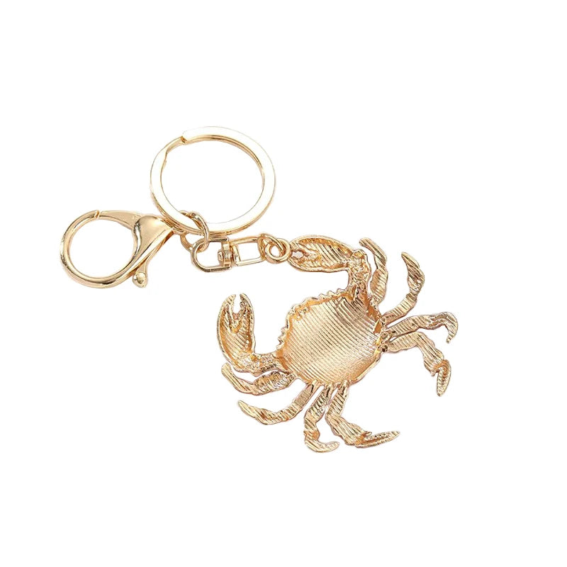 Crab Charm Keychain with Lobster Clasp