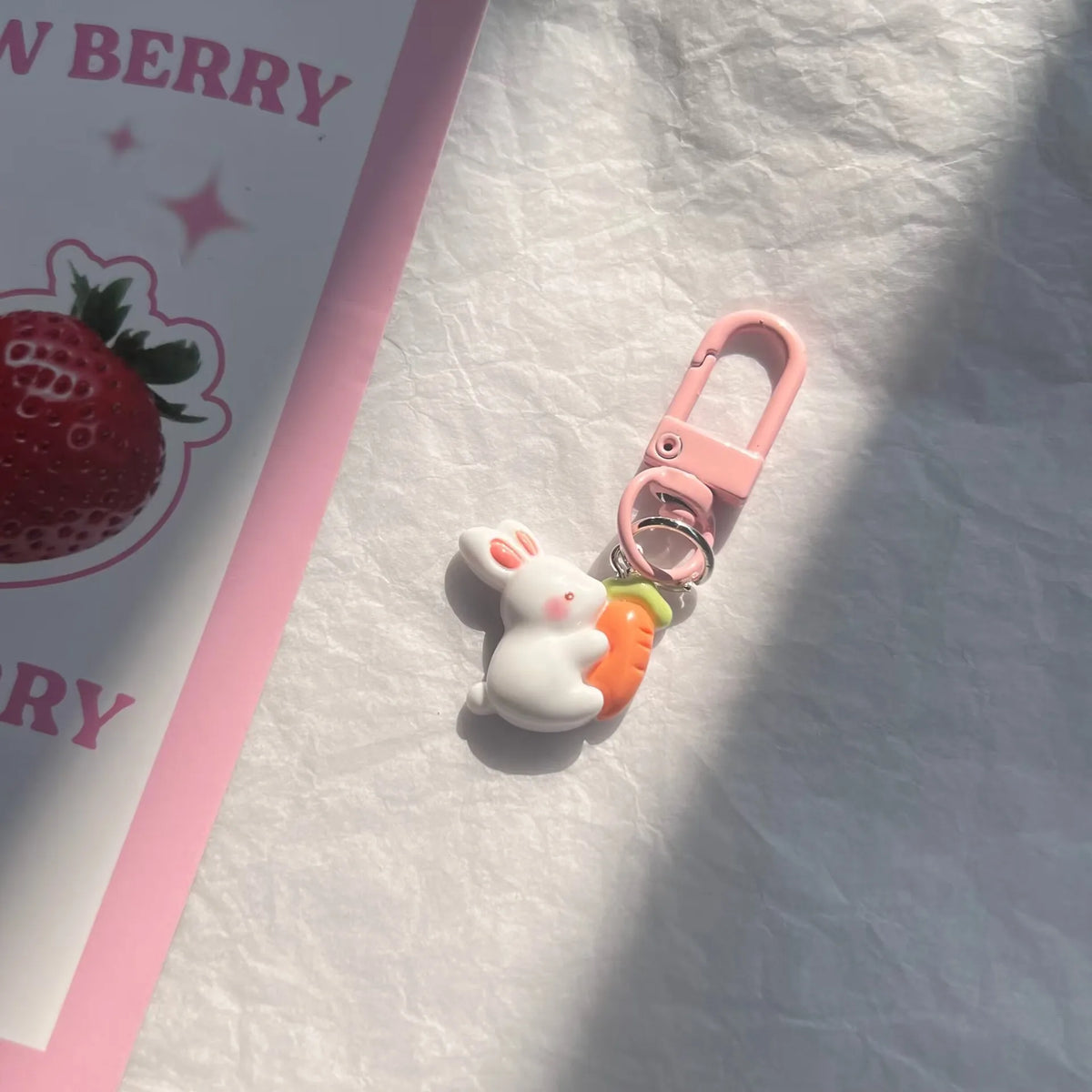 Pastel Bunny and Flower Resin Bag Charm