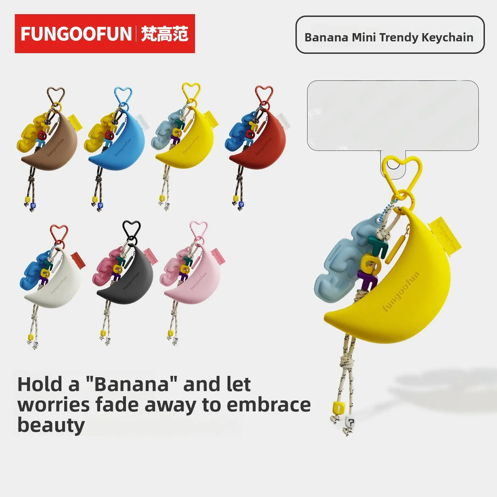 Original Fungoofun Van Gogh Banana Keychain Bag Charm Car Decoration Gift Creative Artistic Key Holder Backpack Accessory