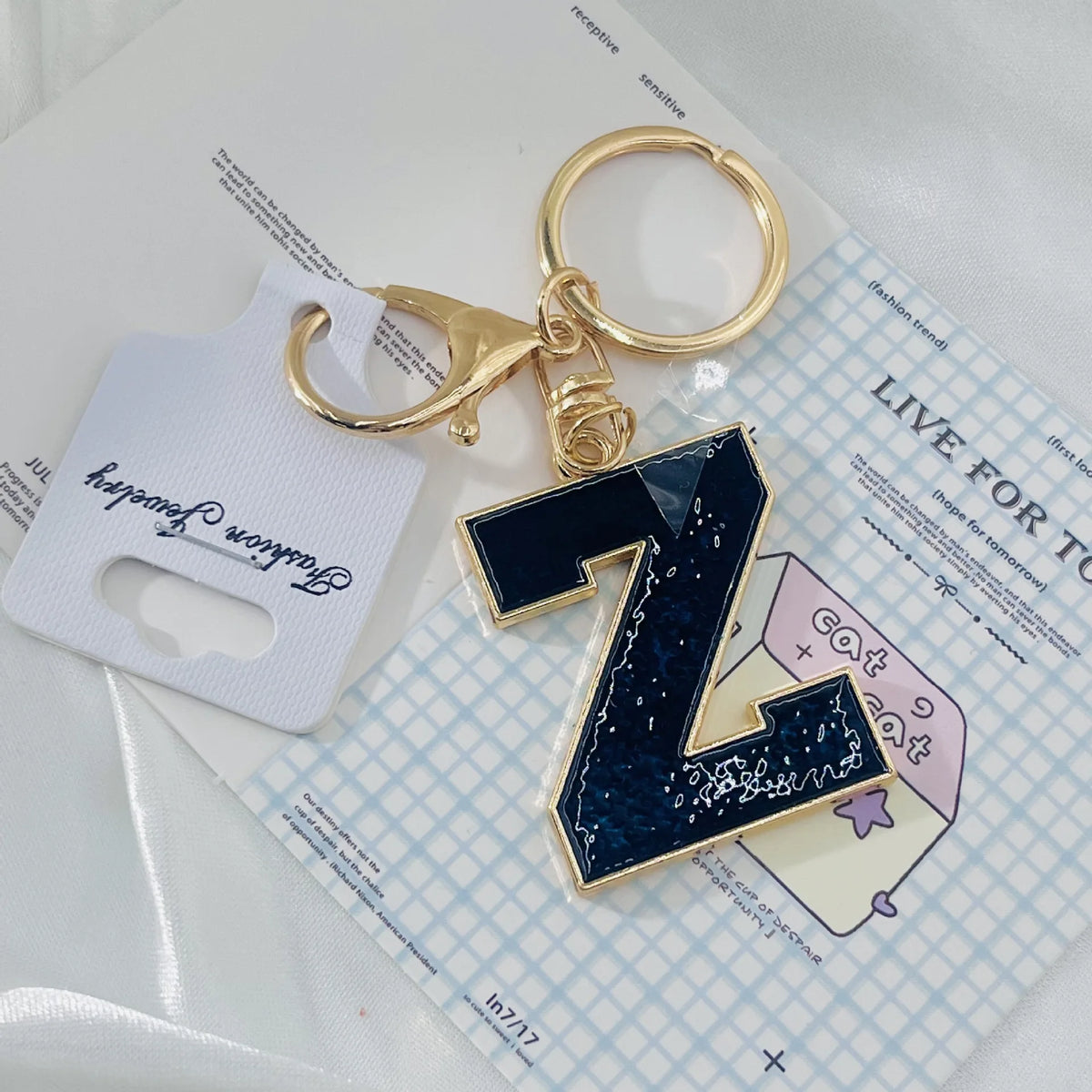Enamel 26 Alphabet Letter Keychain Pendant Versatile Portable Letter Keyring Charm Decor for Bracelet Necklace Bag Mini Gift