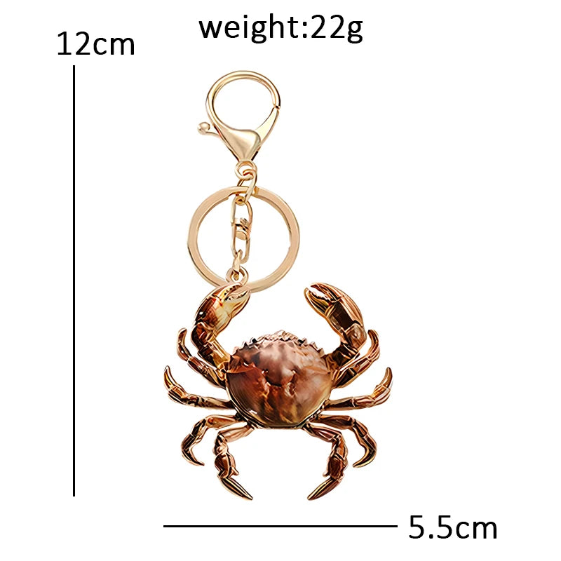 Crab Charm Keychain with Lobster Clasp