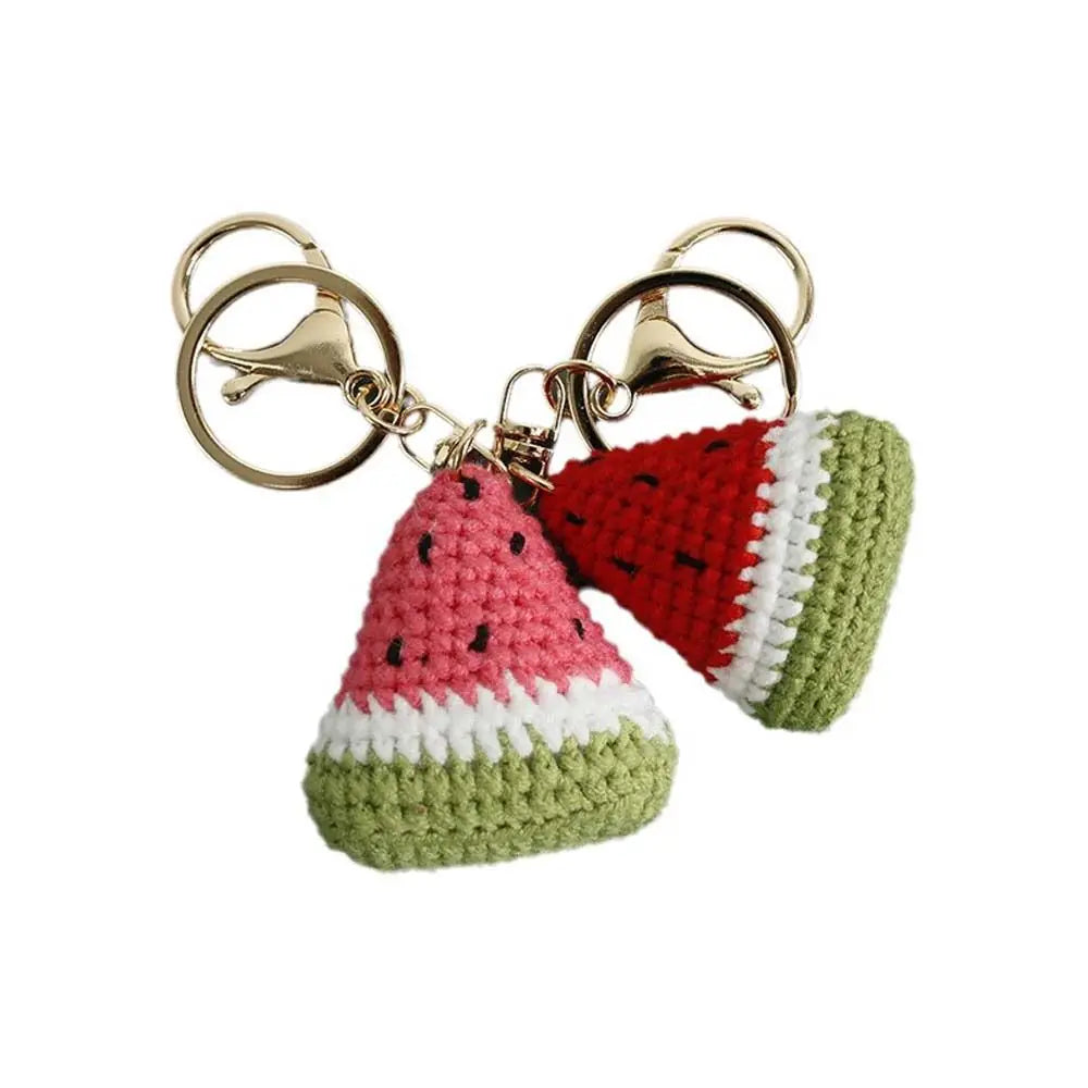 Knitted Watermelon Keychain with O-Ring Clasp