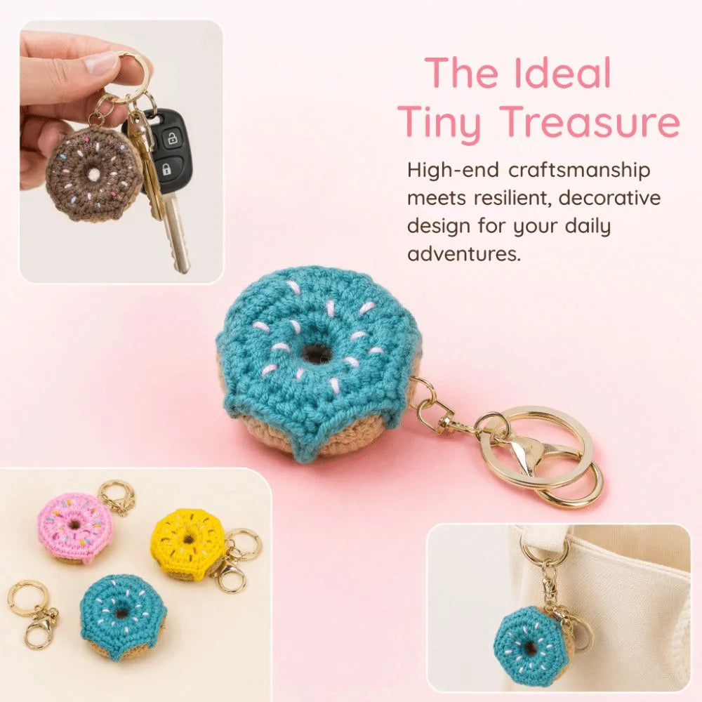 Crochet Donut Keychain with Lobster Clasp