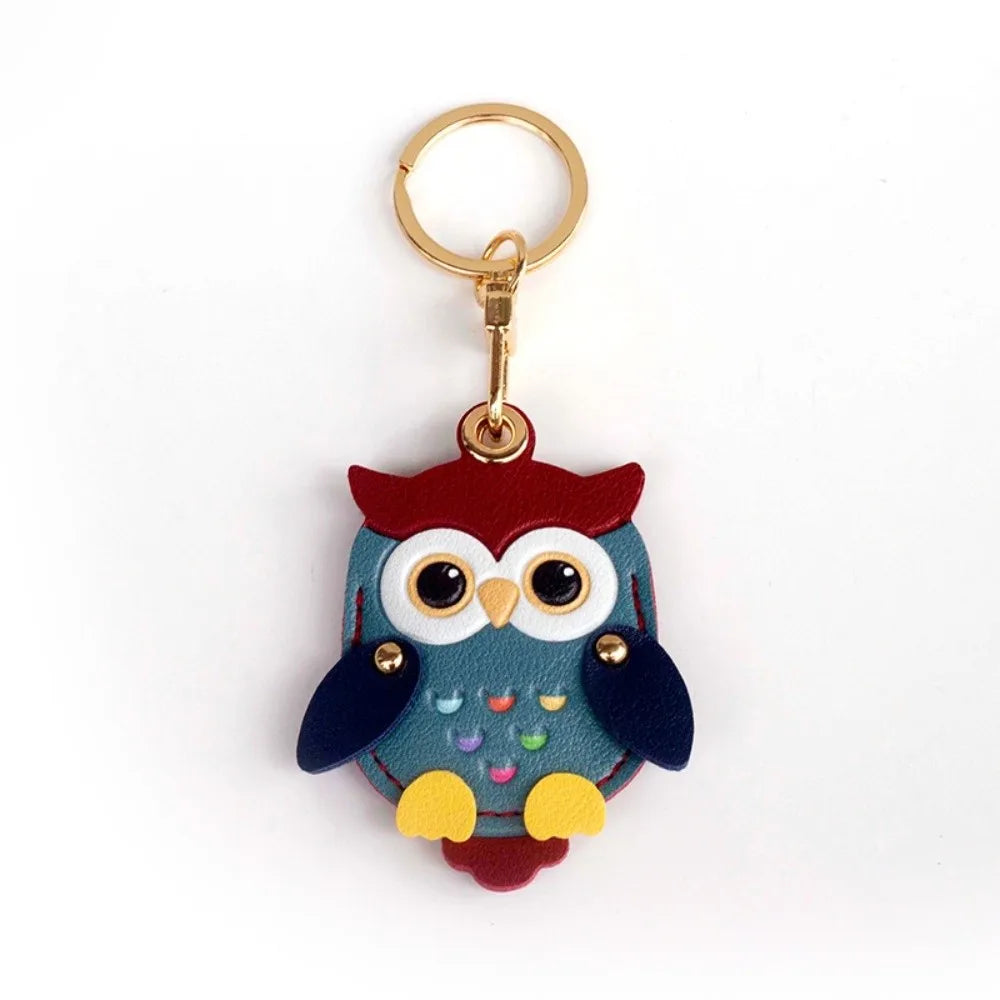 Owl-Shaped Keychain Charm with Gold-Tone Ring