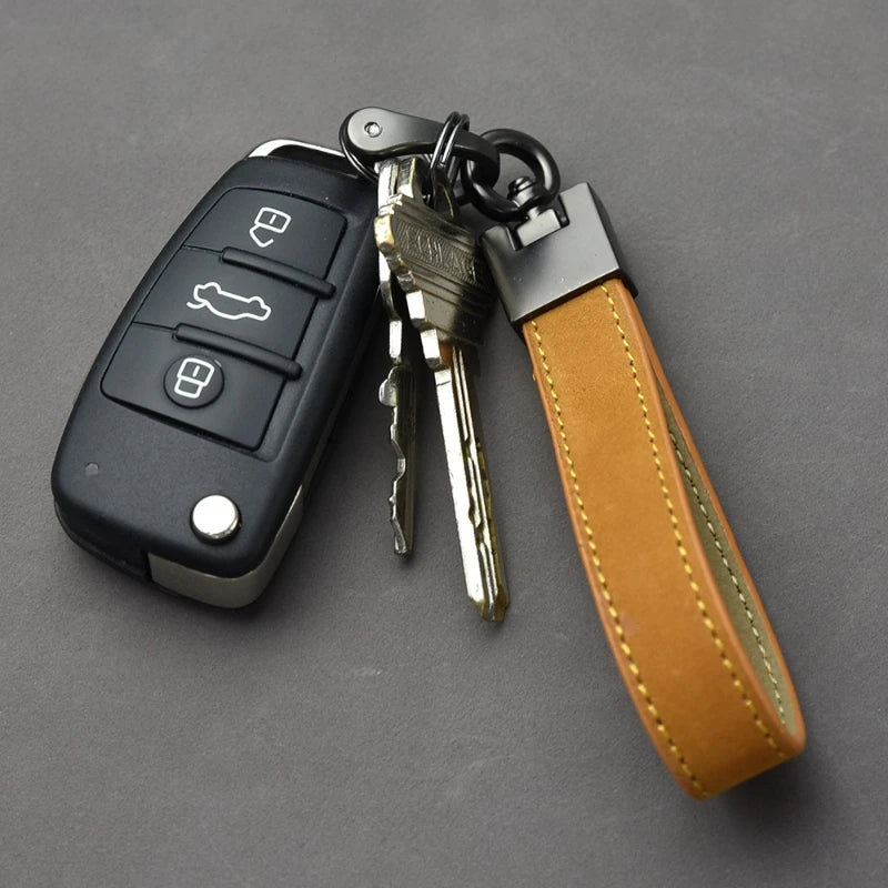 Classic Leather Keychain with Metal Hardware