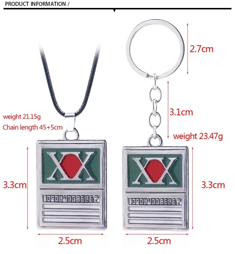Hunter License Pendant Keychain in Antique Silver