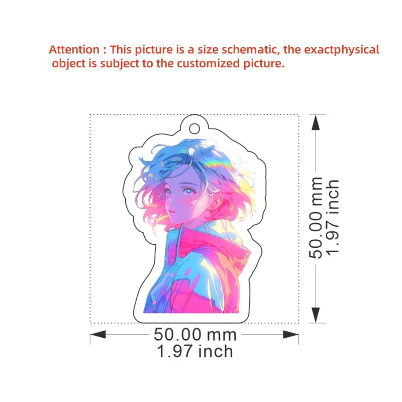 Clear Acrylic Anime Keychain with UV Coating