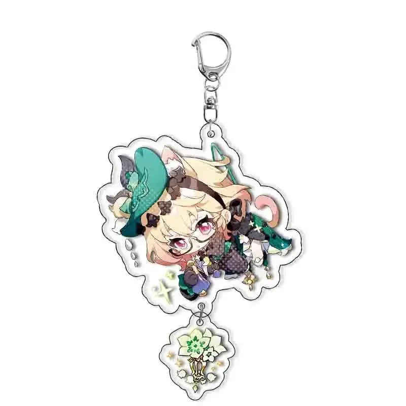 Acrylic Character Keychain with Silver-Plated Ring