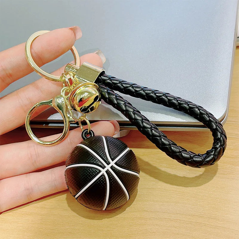 Basketball Keychain with Braided Cord and Bell