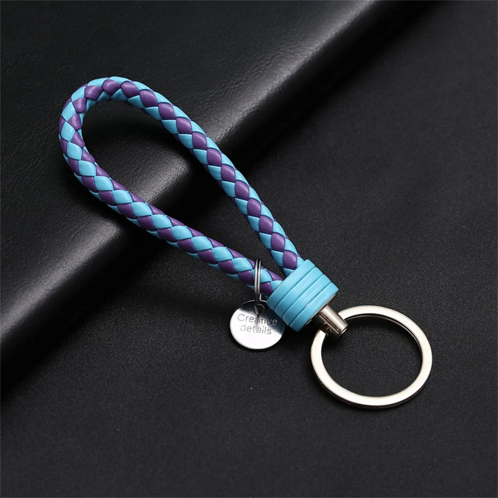 Braided PU Leather Keychain with O-Ring Buckle