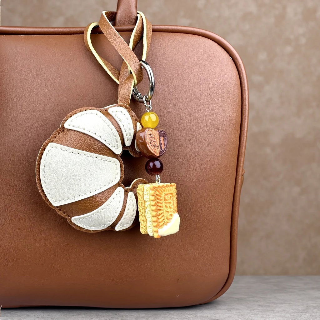 Two-Tone Croissant Pastry Bag Charm