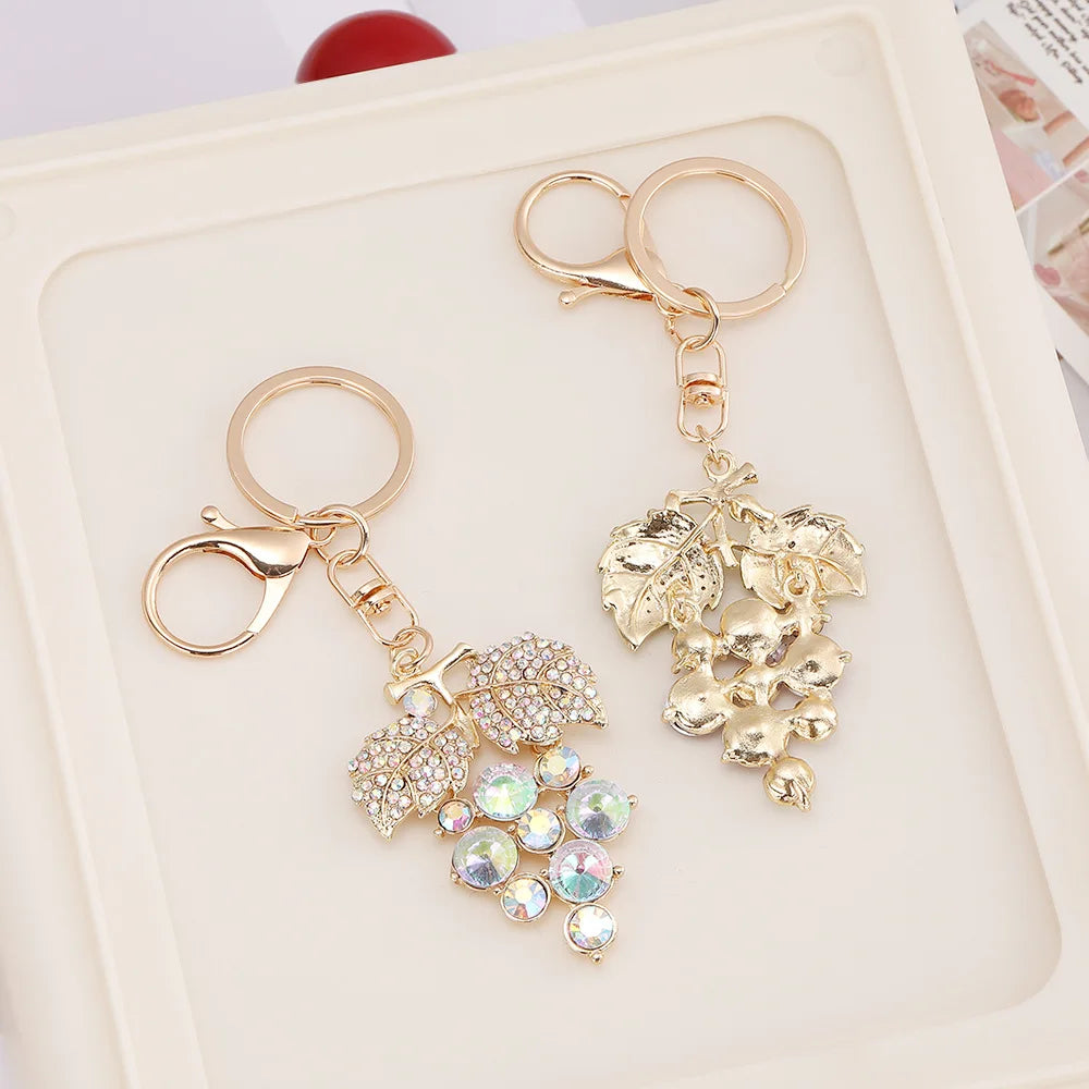 Rhinestone Grape Keychain and Bag Charm