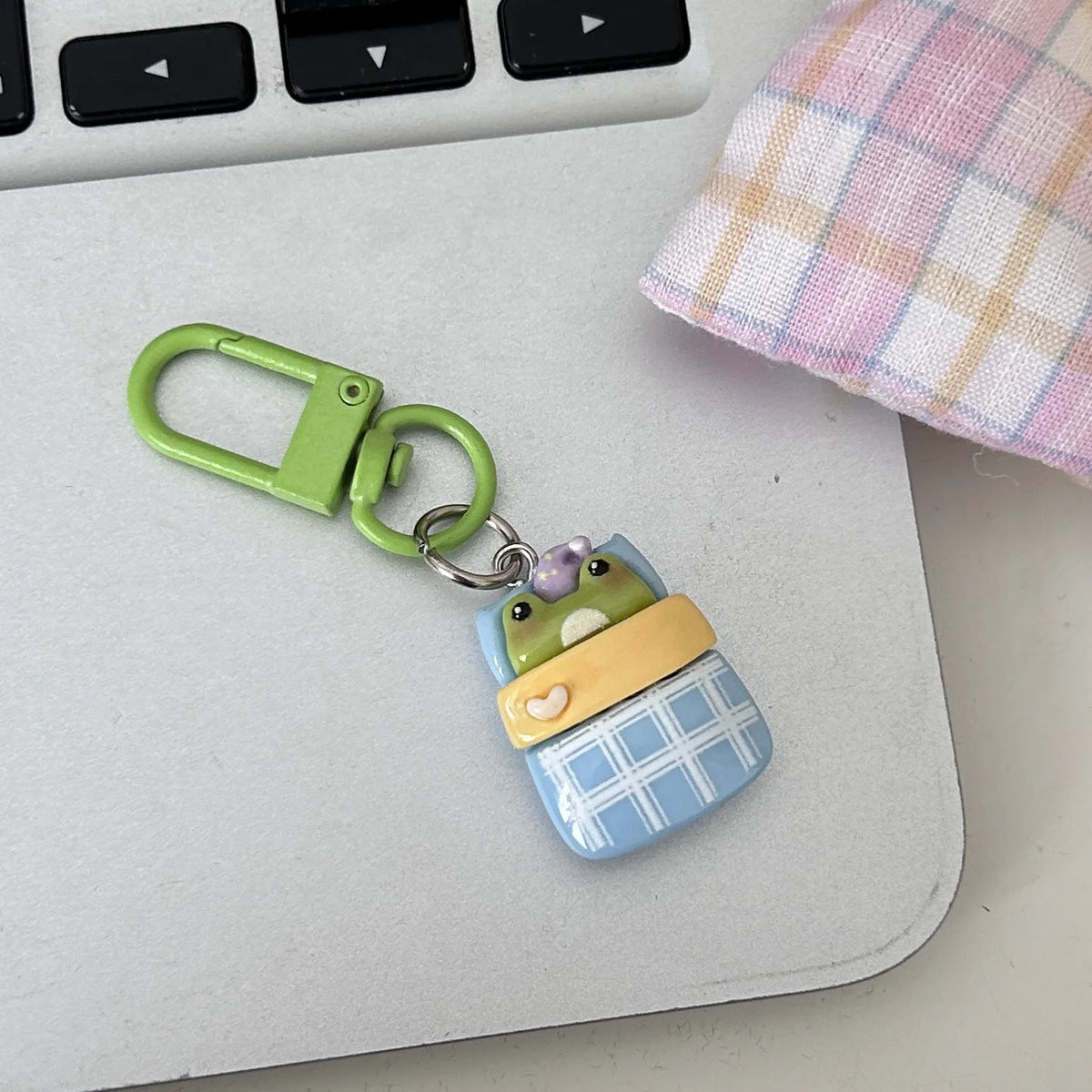 Cartoon Frog Keychain with Lobster Clasp