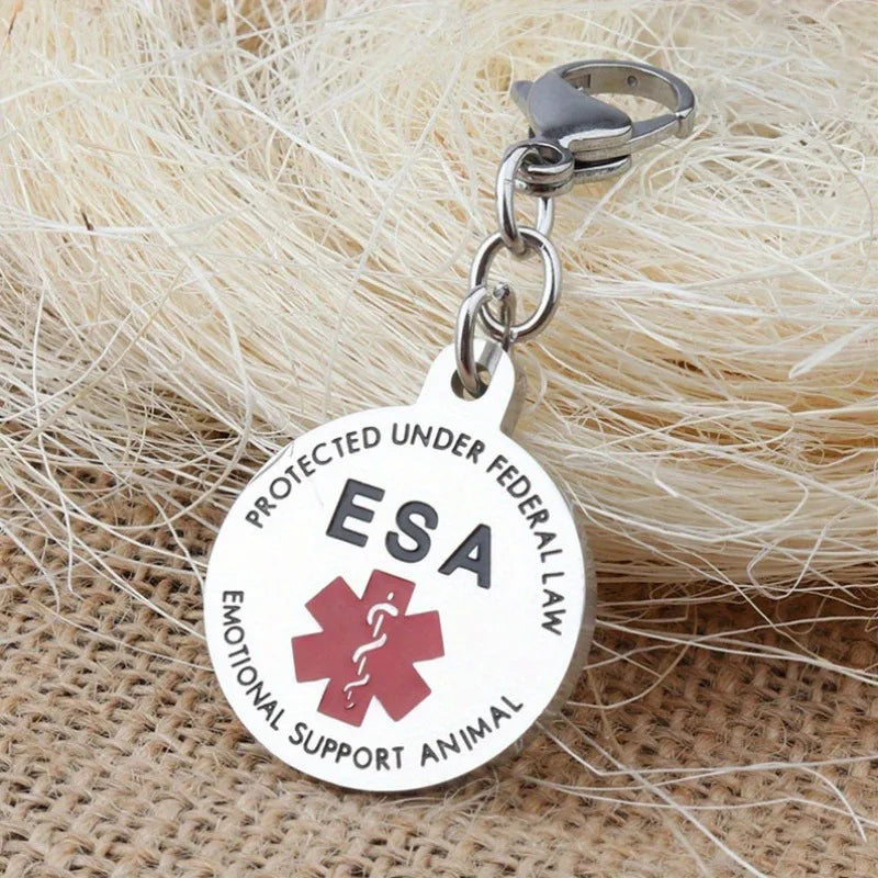 Double Snake Tag Medical Keychain Snake Staff Pendant SERVICE DOG Medical Logo Stainless Steel Movable Keychain Small Gift
