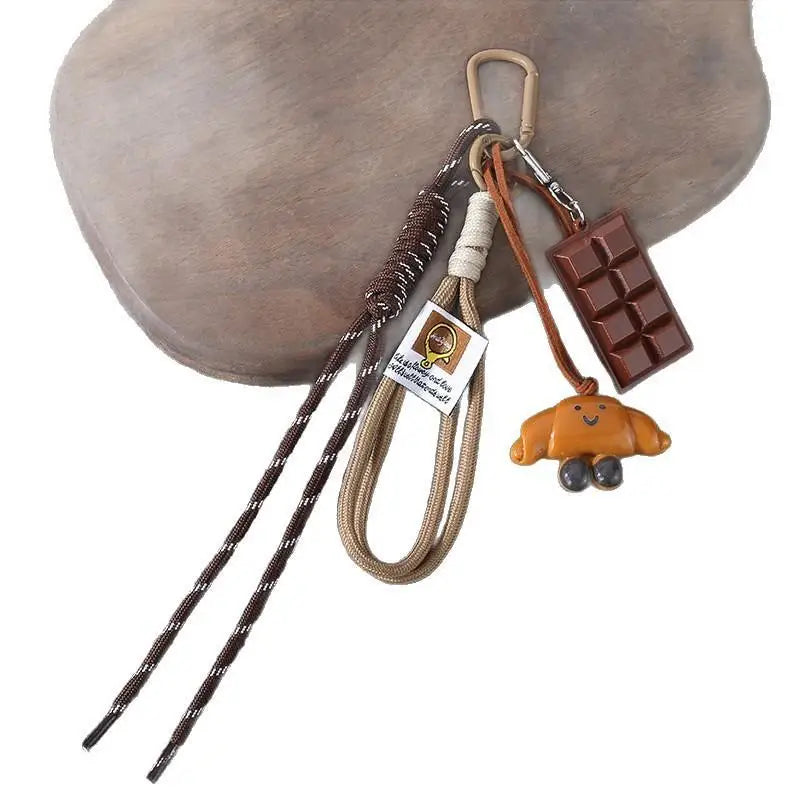 Braided Nylon Keychain with Food Charms