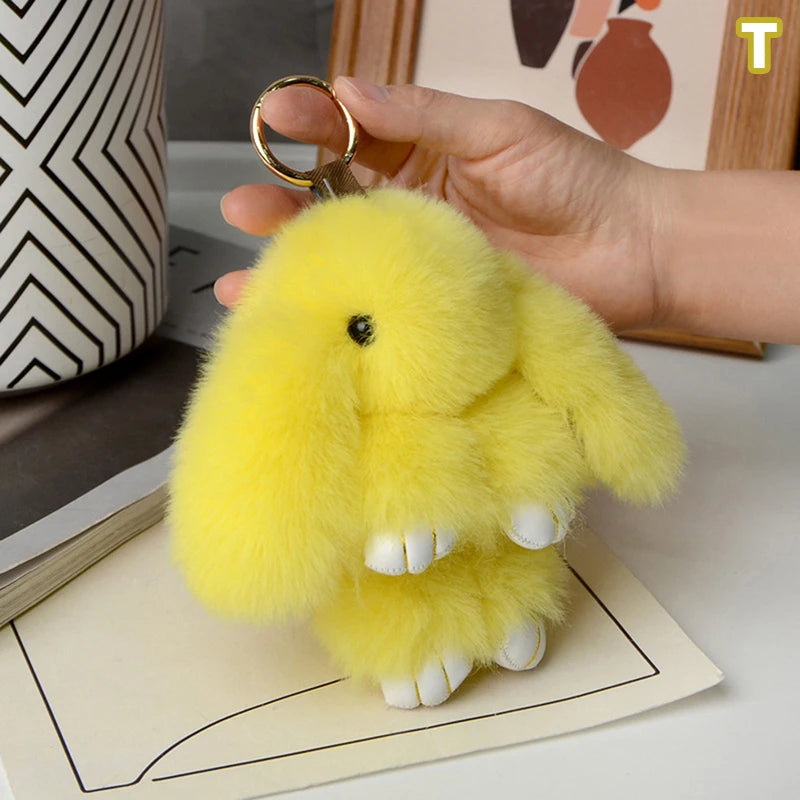 Plush Bunny Bag Charm with Gold-Tone Spring Ring