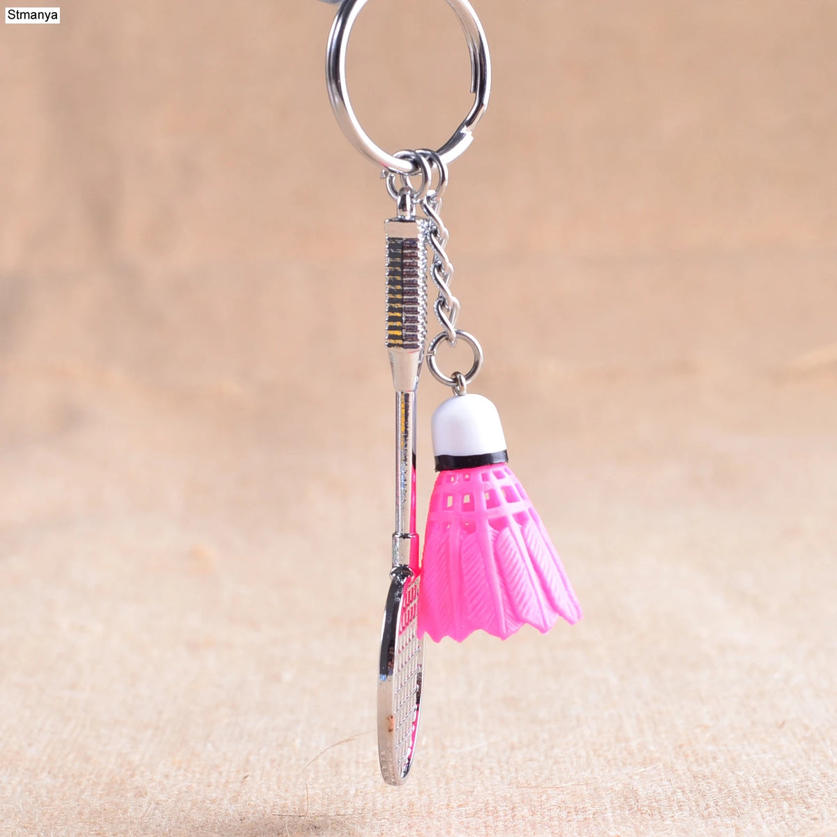 Badminton Keychain with Gold-Tone Clasp