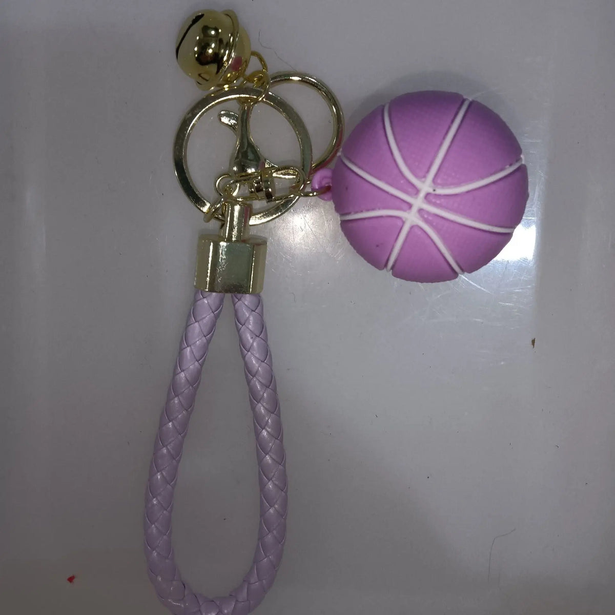 Basketball Keychain with Braided Cord and Bell