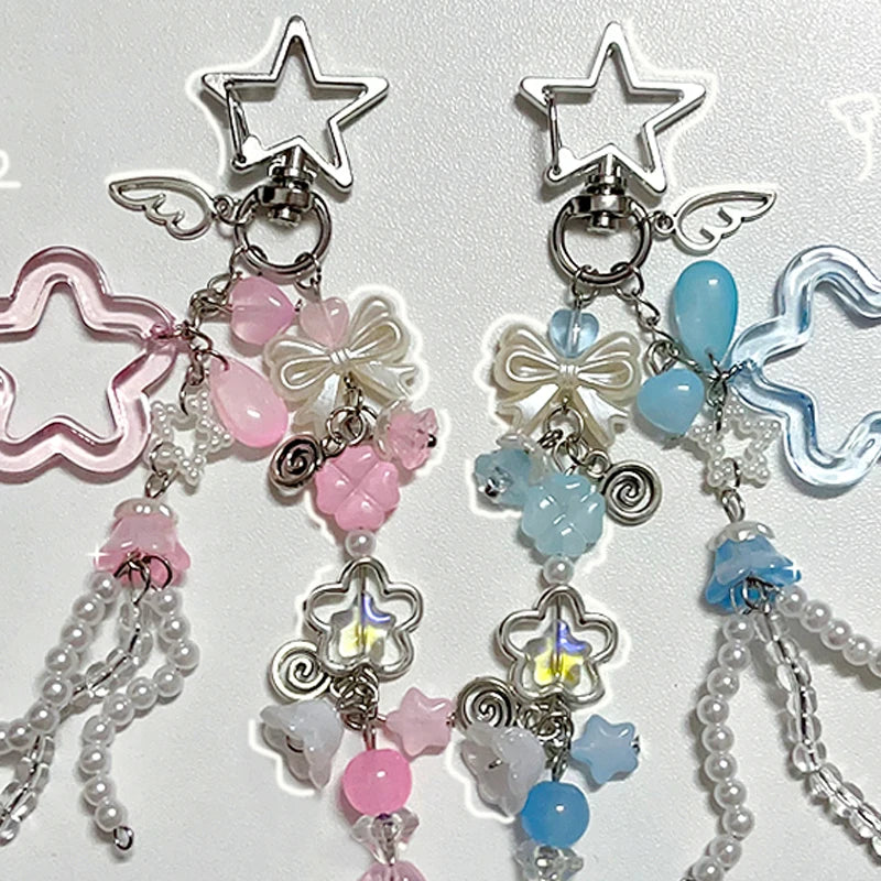 Beaded Y2K Jellyfish Star Keychain