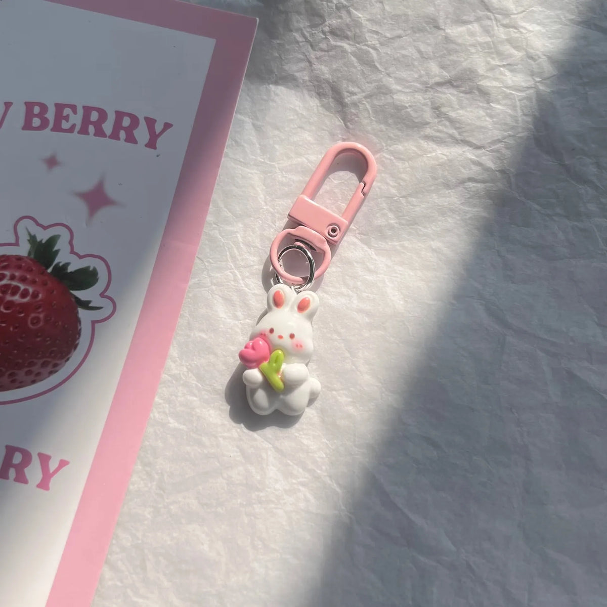 Pastel Bunny and Flower Resin Bag Charm