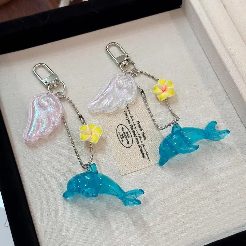 Y2K Dolphin Keychain Retro Alloy Adorable Creative Charm for Purse Backpack Holiday Party Small Gift Accessory