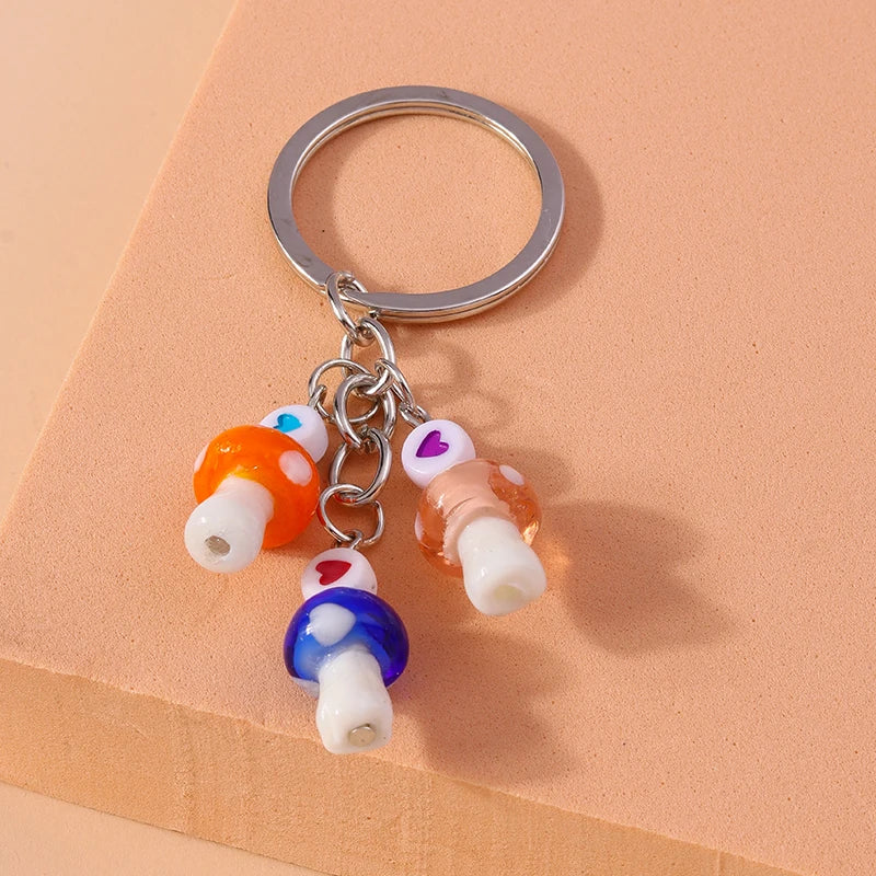 Silver-Plated Mushroom Keychain with O-Ring Clasp
