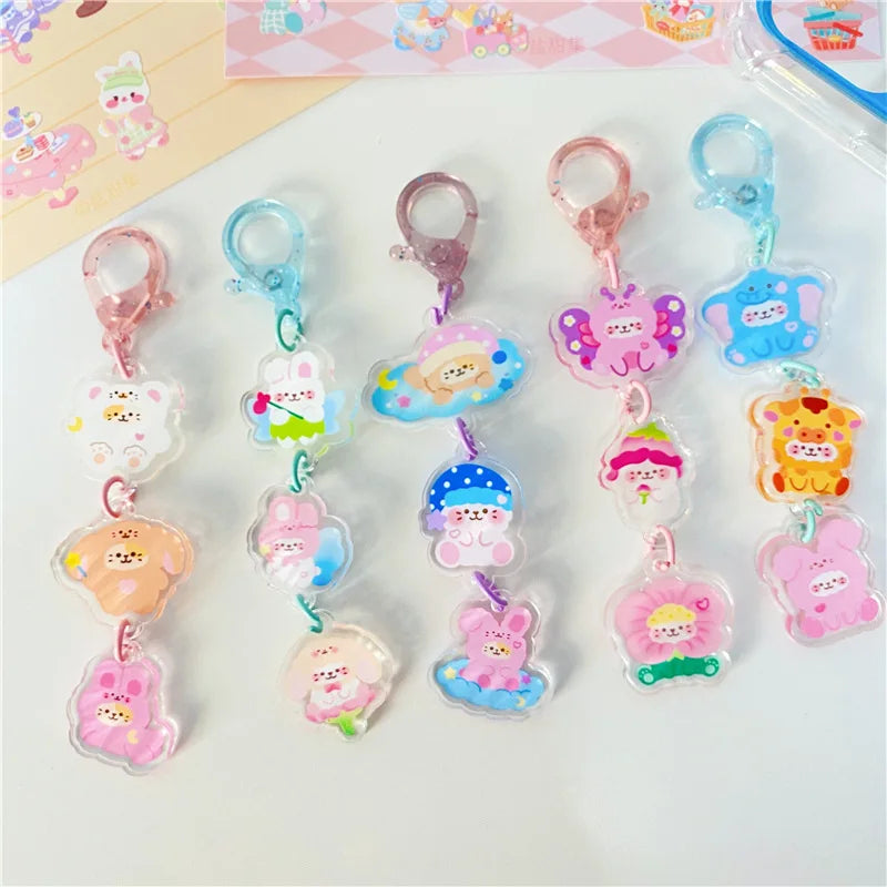 Three-Tier Acrylic Animal Charm Keychain