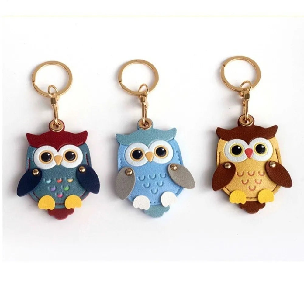 Owl-Shaped Keychain Charm with Gold-Tone Clasp