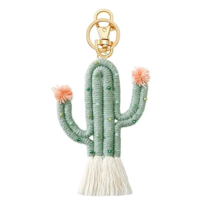 Hand-Woven Cotton Cactus Keychain