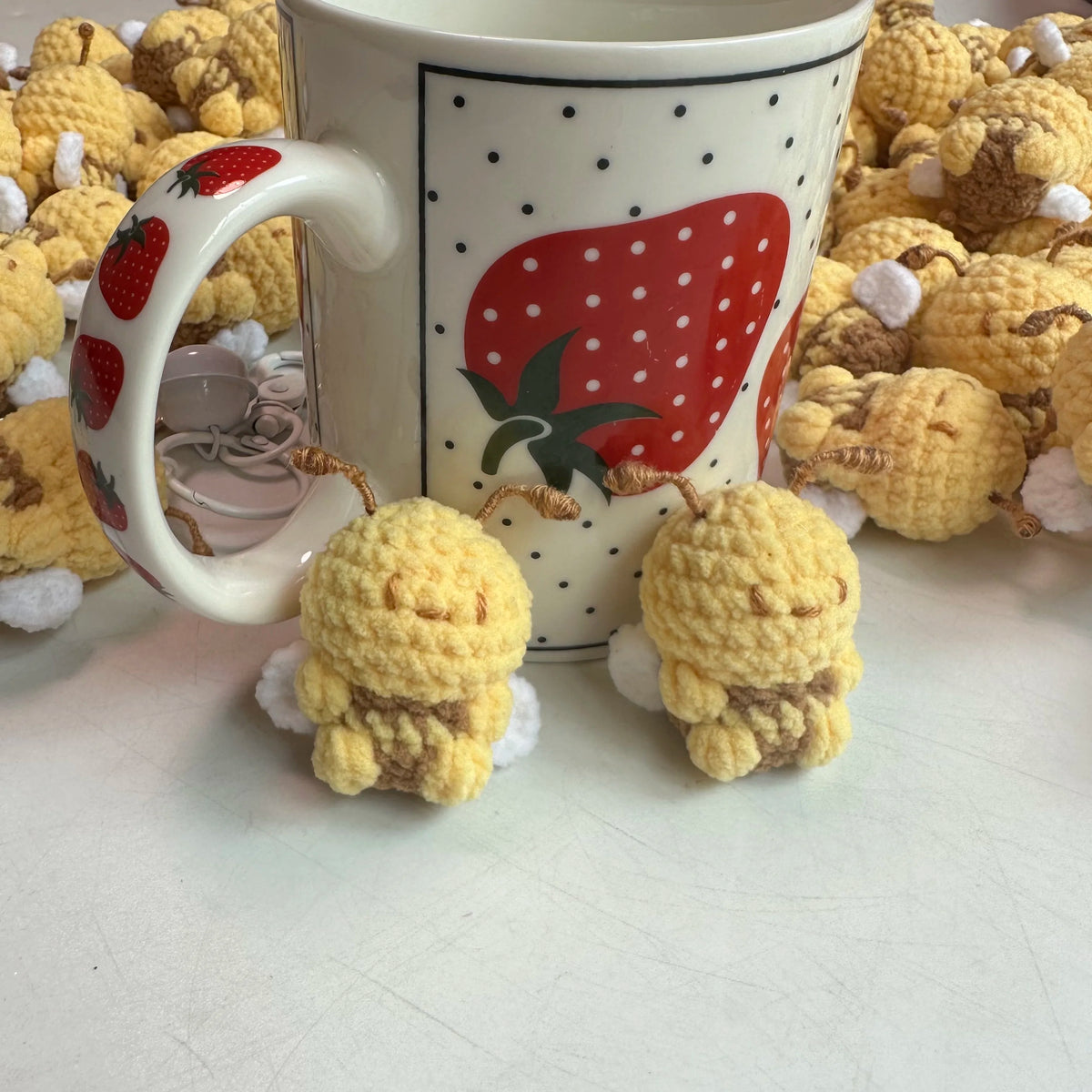 Hand-Crocheted Bee Charm and Keychain