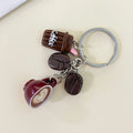 Coffee Cup and Bean Novelty Charm Keychain