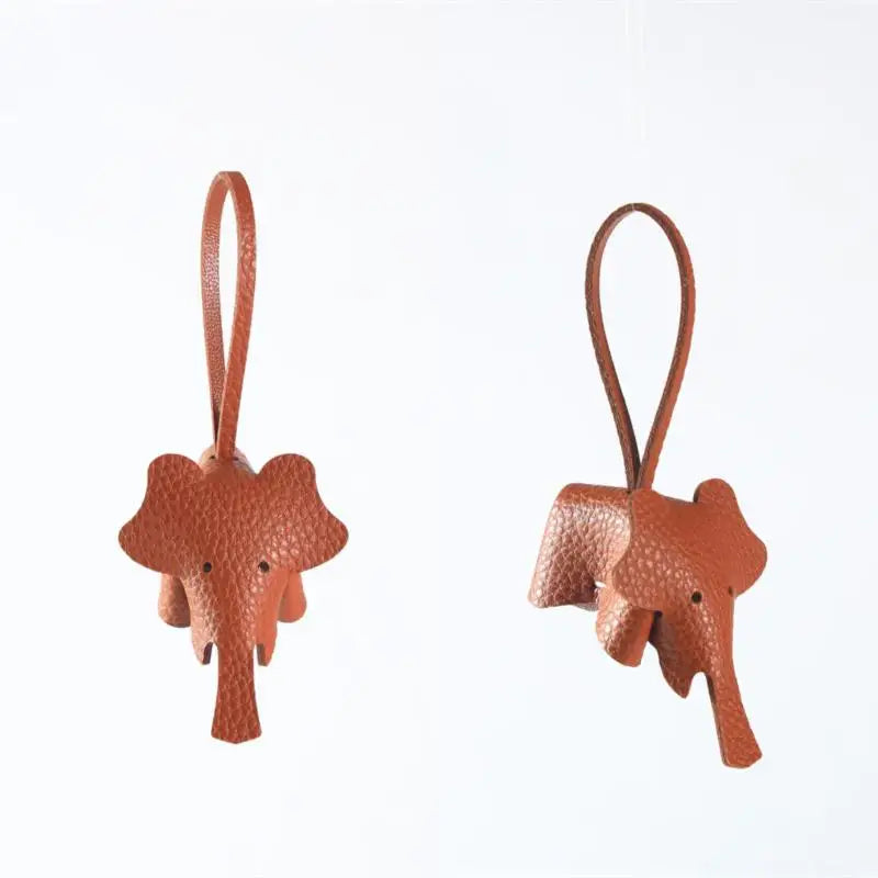 PU Leather Elephant Keychain Charm