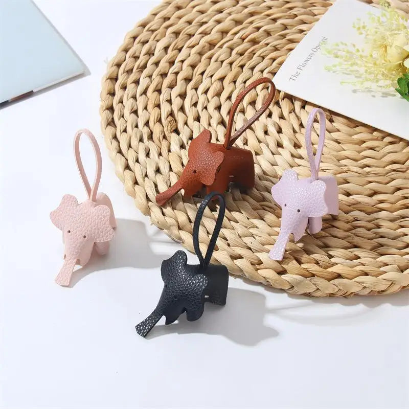 PU Leather Elephant Keychain Charm