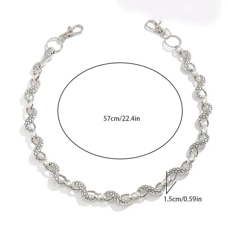 Snake Shape Keychain Minimalist Trendy Jeans Belt Chain Men Couple Jewelry for Office Casual Wear Gift