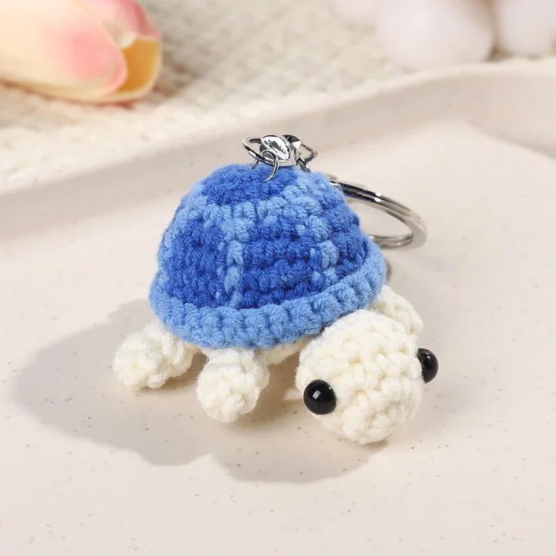 Crocheted Turtle Keychain with Steel Clasp