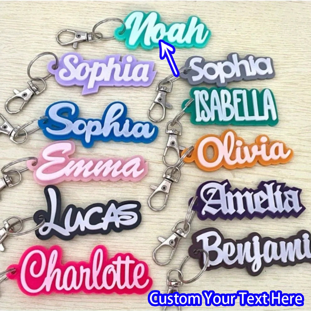 Custom Acrylic Name Keychain with Zinc Alloy Clasp