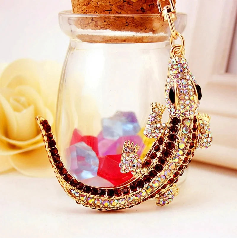 Rhinestone Lizard Keychain Charm